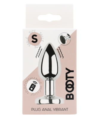 Plug vibrant acier inoxydable anal taille S avec télécommande, USB BOOTY